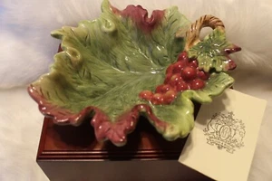 Vtg Kaldun Bogle KB Grape Leaf Serving Dish Candy Bowl Ashtray Hand Painted NWT - Picture 1 of 10