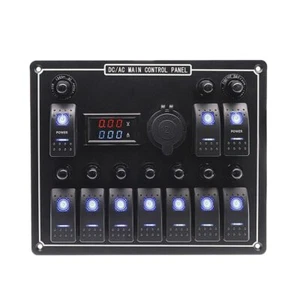 10 Gang Schalter Panel Marine Boot 12V-24V LED Wippe Bedienfeld USB Ladegerät - Bild 1 von 10