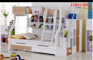 SINGLE OVER Double brown BUNK BED+TRUNDLE+STAIRCASE+DRAWERS Childrens Bedroom - Picture 1 of 6
