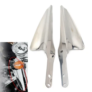 Front Fork Mount Wind Deflectors For Harley Touring Street Glide Road King FLHT - Picture 1 of 10