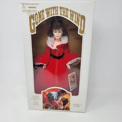 Muñeca Lo que el viento se llevó 1989 Scarlett O'hara vestido rojo encaje blanco 71155 certificado de autenticidad Foto 1 de 4