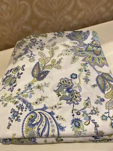 Pottery Barn Twin White/ Blue/ Green Annie Paisley Organic Cotton Flat Sheet - Picture 1 of 3