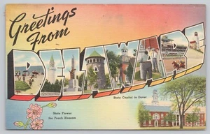 Wilmington Delaware, grande lettera di auguri, cartolina d'epoca - Foto 1 di 2