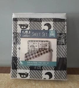 Camco Life is Better at The Campsite RV King Sheet Set PLAID Camping Camper NEW - Picture 1 of 6