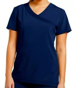 White Cross FIT Women's Size 3XL Navy V-Neck Scrub Mock Wrap Mesh Insert Stretch - Picture 1 of 5