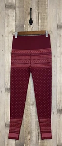 NWT Fabletics Maroon Holly Fair Isle High Waisted Seamless Yoga Leggings SZ M - Picture 1 of 14