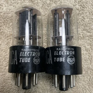 PAR DE TUBOS DE VACÍO DE AUDIO RCA 6SN7GTB A JUEGO PROBADOS PLACAS NEGRAS VINTAGE A914.C - Imagen 1 de 3