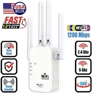 WiFi Range Extender Repeater 1200Mbps Wireless Amplifier Router Signal Booster - Picture 1 of 11