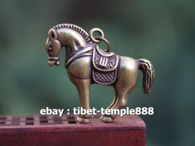4,5 см чистая бронза китайский зодиак животное лошадь статуэтка амулет подвеска - Изображение 1 из 4