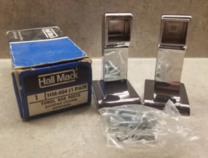 1 Pr. NOS HALL-MACK Towel Bar Posts HM694 CORONADO Chrome w/Brackets (No Bar) - Picture 1 of 9