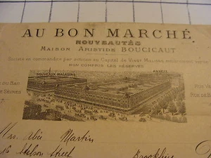Original Vintage BILLHEAD: AU BON MARCHE, Paris, 1921 w/ import paper & stamp - Picture 1 of 5