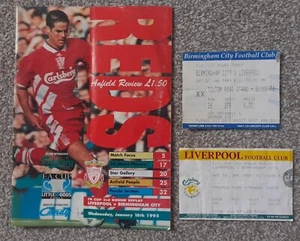 1995 FA Cup 3rd Round Replay Programme & Tickets – Liverpool vs Birmingham - Picture 1 of 3
