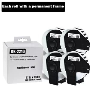 4ROLLS 29mmx30.48m Shipping Label 1-1/7"x100' Compatible Brother QL-580N DK-2210 - Picture 1 of 24