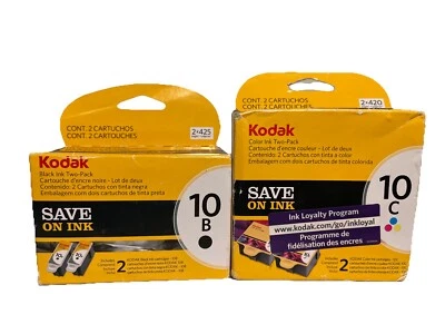 Genuine Kodak Inkjet Printer Ink Combo Packs 2-10c Multi-Color & 2-10b Black NEW - Image 1 of 4