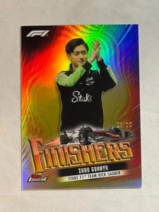 2024 Topps Finest Formula 1 F1 Gold Refractor Finishers Zhou Guanyu/50 #FIN-7 - Imagen 1 de 2