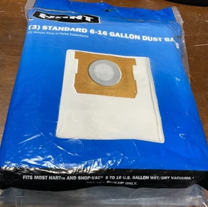 3 PACK HART 6-16 GALLON STANDARD VACUUM DUST BAGS VDBM 3701 For SHOP-VAC~NEW - Picture 1 of 4