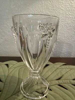 Lenox 1 Butterfly Meadow 6.25” Goblet Or Wine Glass Embossed butterfly Vintage - Image 1 of 4