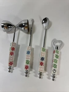 4 Piece Vintage Bar Utensil  Bar Set with Dice Handles - Picture 1 of 3