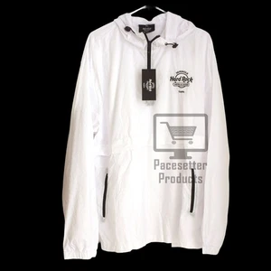 NEU Hard Rock Tampa weiß Quarter Zip Pullover Regen Windbreaker Jacke 2XL XXL - Bild 1 von 2