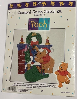 Disney Winnie The Pooh Navidad Contado Punto de Cruz Kit #34012 Santa Pooh Foto 1 de 3