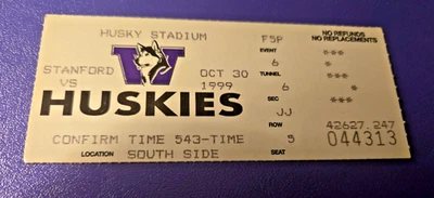 1999 Washington Huskies v Stanford Cardinal Football Ticket. KOMO. Rabid Dawgs. - Image 1 of 2