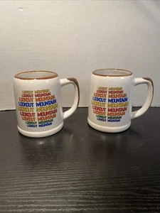 Pair Of 2 Vintage Coffee Cup Mug Multi Colored Lookout Mountain Design Pottery - Picture 1 of 8
