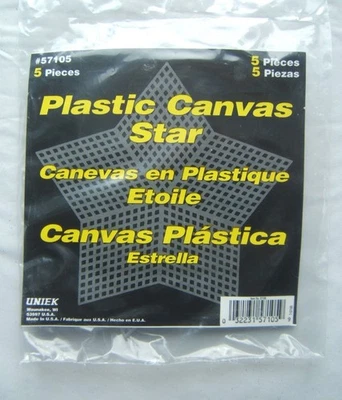 Uniek Star Shaped Plastic Canvas 5 Pack of 5" Stars #7 mesh, NEW, Made in USA - Image 1 of 4