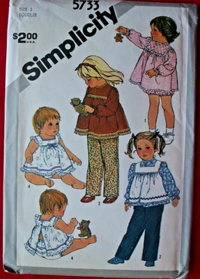 Simplicity Pattern #5733 Toddler Size 3 Pants, Top, Sundress Uncut FF - Image 1 of 2