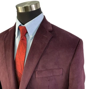 44(46)L Ralph Lauren Chaps Suit Jacket Sport Coat Blazer Burgundy Maroon Purple - Picture 1 of 15