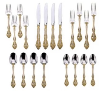 Cubiertos de acero inoxidable Michelangelo oro Oneida 20 piezas SERVICIO PARA 4 LEER Foto 1 de 4