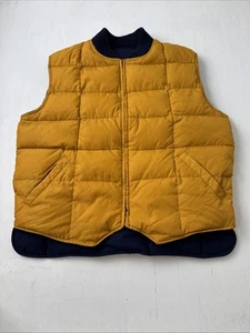 Vintage Eddie Bauer Goose Down Reversible Puffer Vest Men Size Large Yellow - Picture 1 of 6