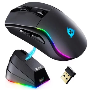 KLIM Blaze Y RGB Rechargeable Wireless Gaming Mouse with Charging Dock RGB  - Picture 1 of 6
