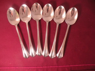 Set of 6 Oneida Deluxe Rushmore Stainless Place/Oval Soup Spoons 6 5/8" - Image 1 of 4