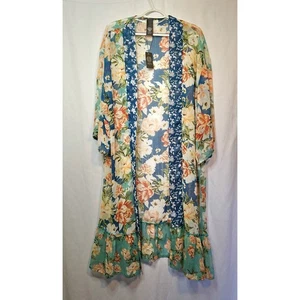 Nuevo con etiquetas Vince Camuto O/S Ruana Floral Largo Kimono Boho Chic Primavera Playa Cubrir - Imagen 1 de 12
