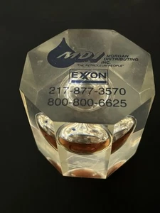 Exxon Morgan Distribution Inc Petroleum Oil Sample Lucite Briefbeschwerer Werbung - Bild 1 von 10