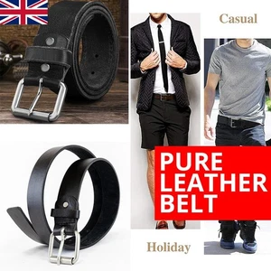 Herren Echt Leder Gürtel Echt Neu Schnalle Hose Braun Schwarz Jeans Gürtelschnalle - Bild 1 von 5