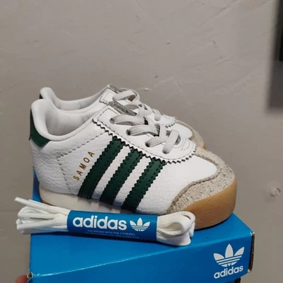 Bebé Adidas Originales Samoa Niño Zapatos Blanco/Verde Suela de Goma Talla 4K Con Caja Foto 1 de 4