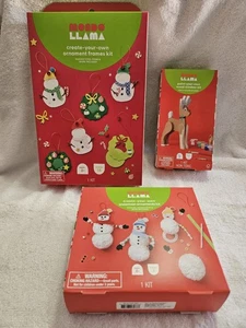 Kits artesanales Mondo Llama pintura reno, muñeco de nieve y marcos adornos lote de 3 nuevos - Imagen 1 de 20