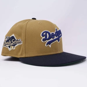 USED 5/8 Khaki Los Angeles Dodgers 1988 World Series 59fifty New Era Fitted Hat - Picture 1 of 5