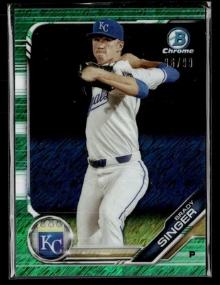 2019 Bowman Chrome Prospect Green shimmer Refractor BCP-110 Brady Singer - Image 1 of 2