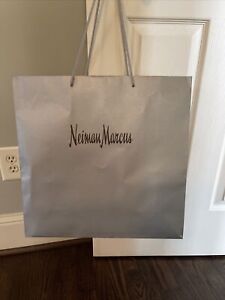 Neiman Marcus Empty Paper Grey Shopping Bag Rope Handles 16”x15.5”x 6”