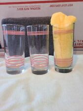 Vintage Fiestaware Striped Cooler Drinking Glass Set lot of 3 Apricot  pink
