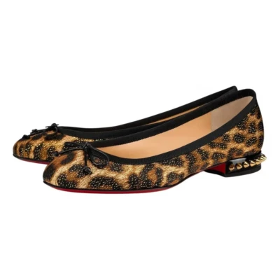 Christian Louboutin La Massine ballerina leopardata oro nero ballerina piatta 34,5 - Immagine 1 di 4
