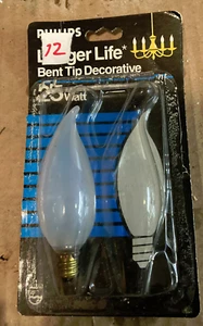 PHILIPS single bulb 25W longer life Bent Tip Candelabra Base - NEW - Picture 1 of 1