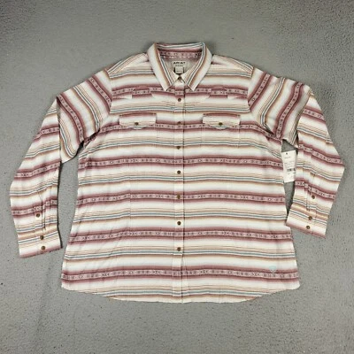 Camisa Ariat para mujer talla 2XL roja a rayas occidental con botones manga larga Foto 1 de 4