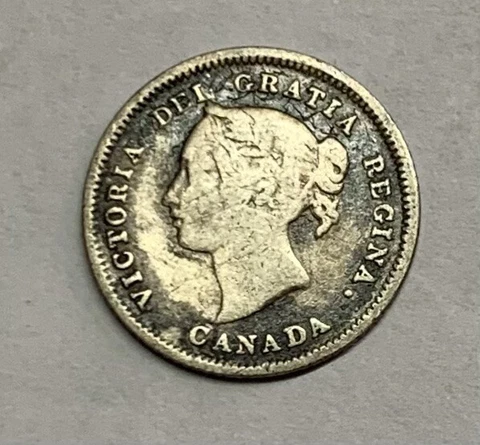 Canada, Canadian Queen Victoria 1881 H 5 Cents .925 fine Silver Coin. Km#2 Cover