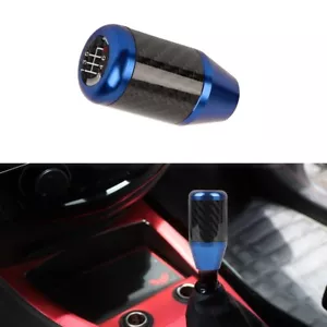 Blue Carbon Fiber 6 Speed Manual Car Gear Stick Shift Knob Shifter Lever Head - Picture 1 of 7