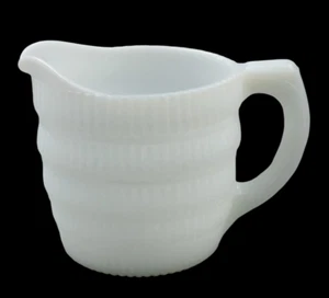 Vintage Hazel Atlas White Milk Glass Creamer Beehive 350S Fine Ribbed - Picture 1 of 12