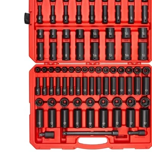 Versatile 87-Piece Impact Socket Set - Deep and Standard 1/2 Inch Drive Sockets - Picture 1 of 8