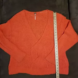 FREE PEOPLE KNIT LONG SLEEVE SWEATER ORANGE SMALL (NEEDS A HAND WASH) - Picture 1 of 16